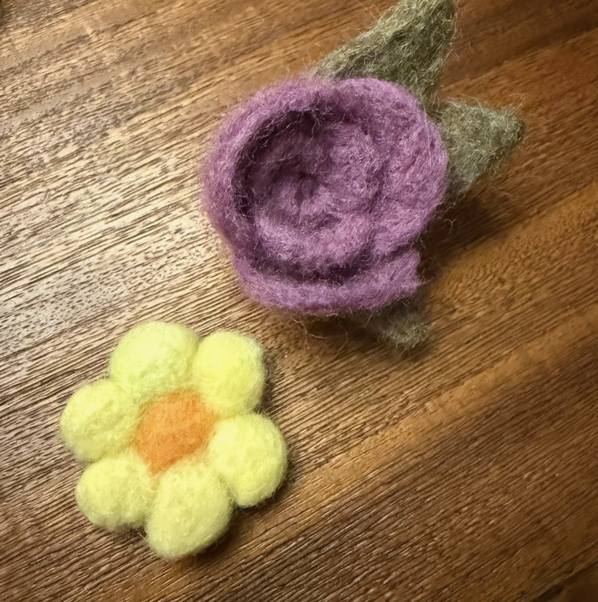 Needle Felted Floral Brooches